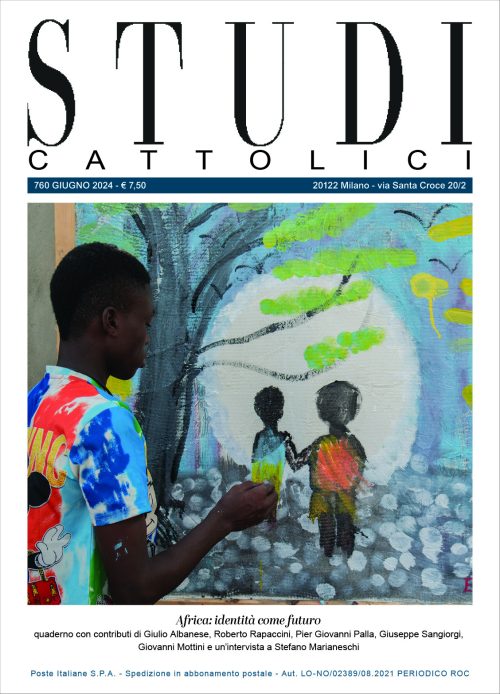 copertina del numero di giugno (760) di studi cattolici con un bambino che dipinge sul muro