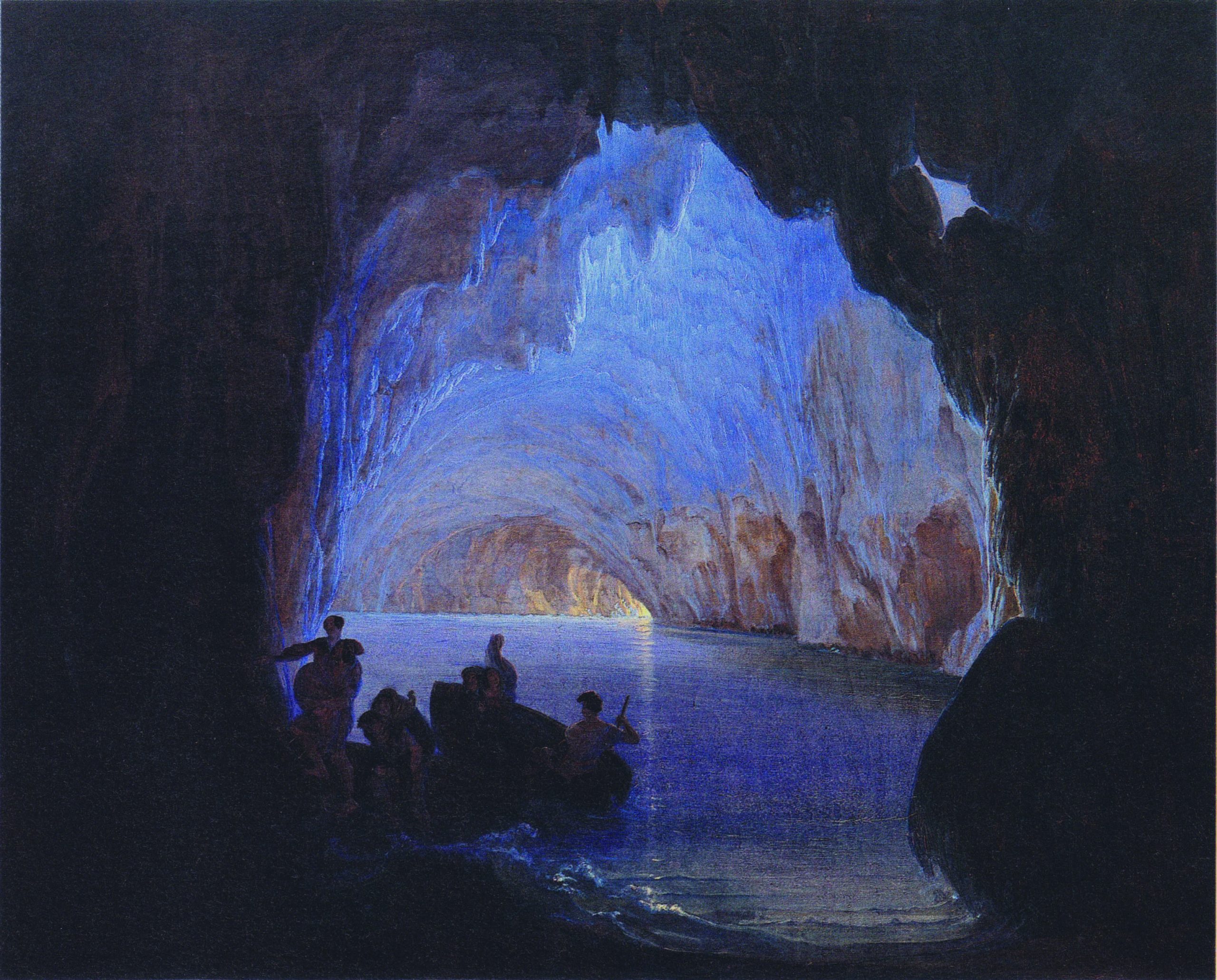 La Grotta Azzurra, dipinta da Heinrich Jakob Fried, è un'opera d'arte suggestiva che cattura la maestosità e il mistero della famosa grotta marina situata sull'isola di Capri, in Italia. Questo dipinto presenta una scena ambientata all'interno della grotta, illuminata dalla caratteristica luce blu che filtra attraverso l'acqua, creando un'atmosfera magica e quasi eterea.Attributi dell'immagine: